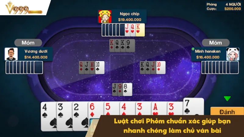 Phỏm Online Tại V999 – Trò Chơi Bài Hấp Dẫn Dành Cho Bạn 2 Phỏm sử dụng bộ bài tây 52 lá với 4 người chơi thông thường