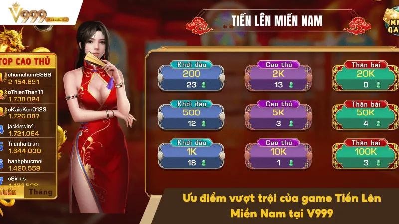 Tiến Lên Miền Nam V999 - Game Bài Nổi Bật Của Nhà Cái Uy Tín 3 Đa dạng bàn chơi với mức cược phù hợp mọi đối tượng